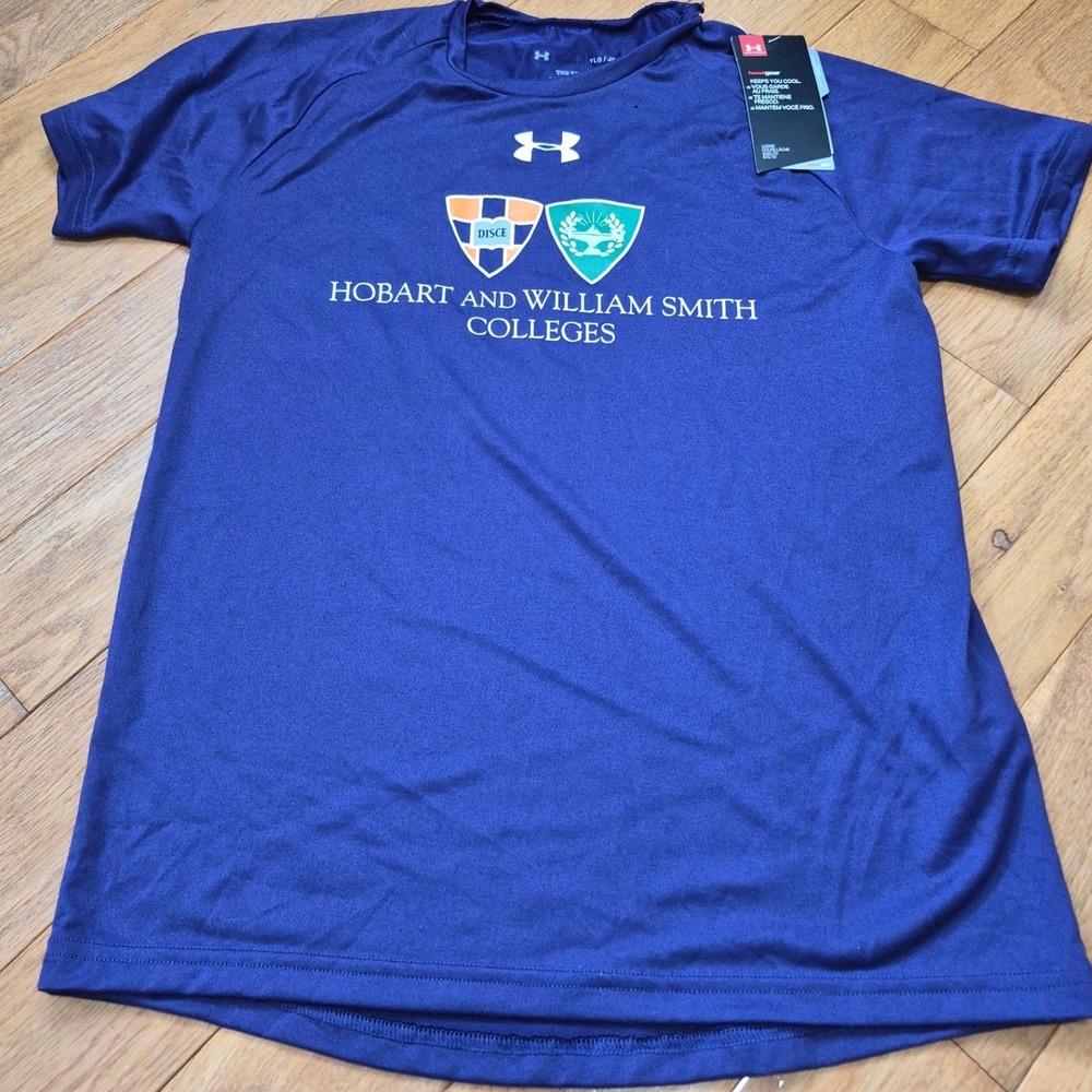 Under Armour Hobart William Smith Colleges HeatGear Tech Tee Youth Large Purple